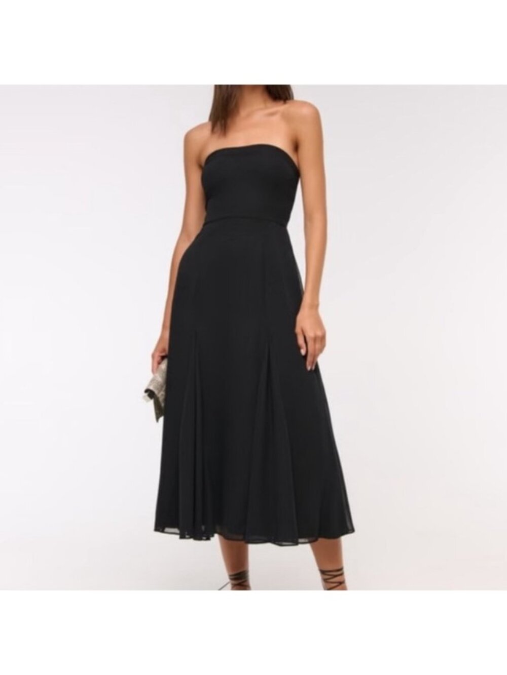 Strapless Black Midi Dress